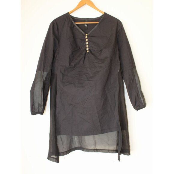 Tai & Gu Black Top Size M Leather & Mesh details Goth Y2K Rock Punk Blouse Silk - Picture 7 of 9